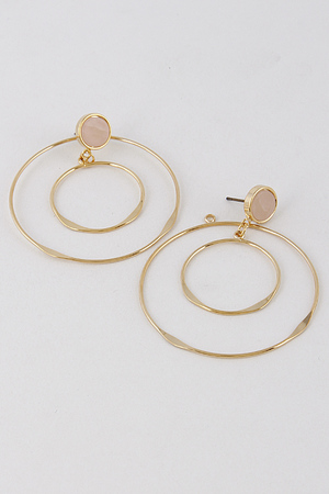 Two Circles Attached Round Earrings 6KCB4